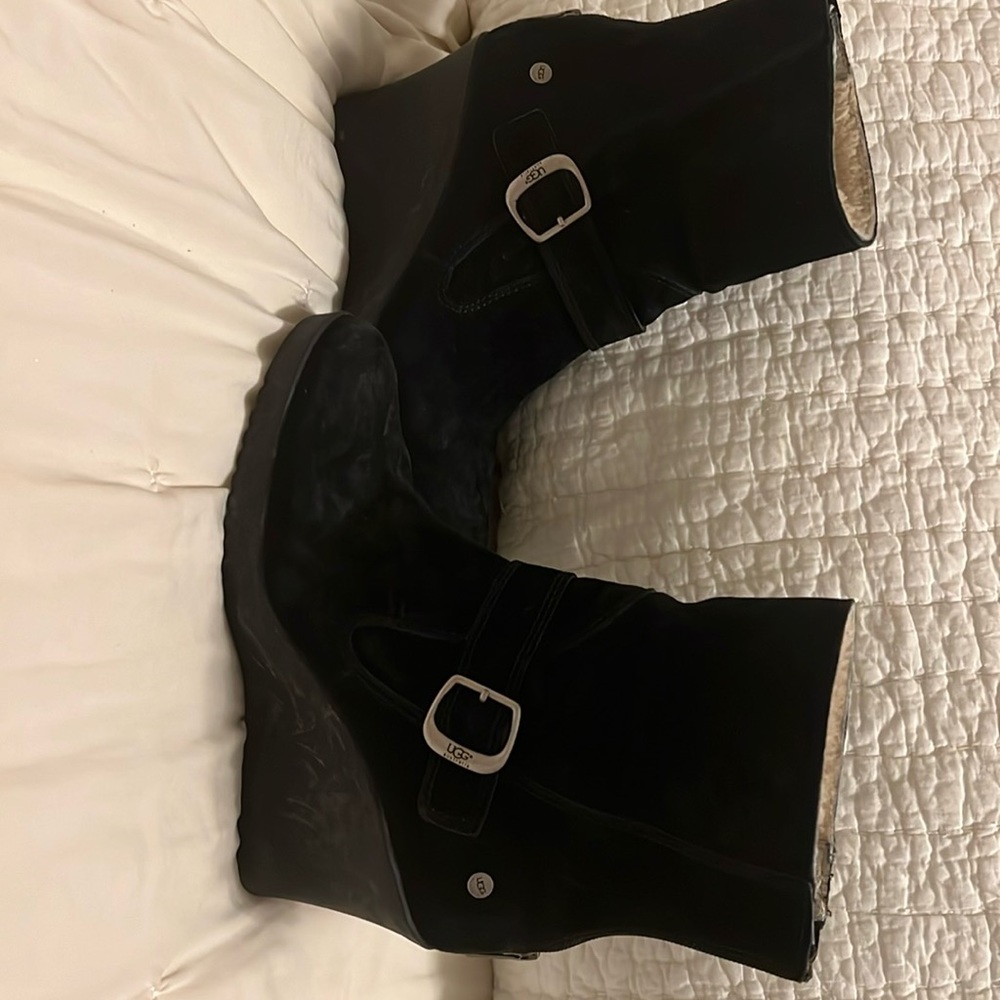 Black UGG wedge bootie